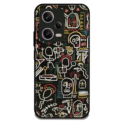Tribal Line Doodles - Glossy Metal Silicone Case For Redmi Models