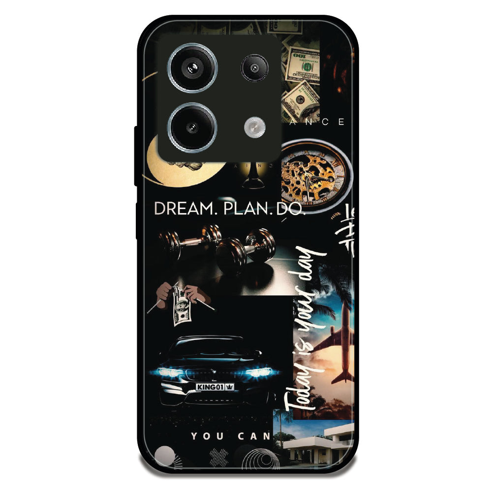 Dream Plan Collage - Glossy Metal Silicone Case For Redmi Models