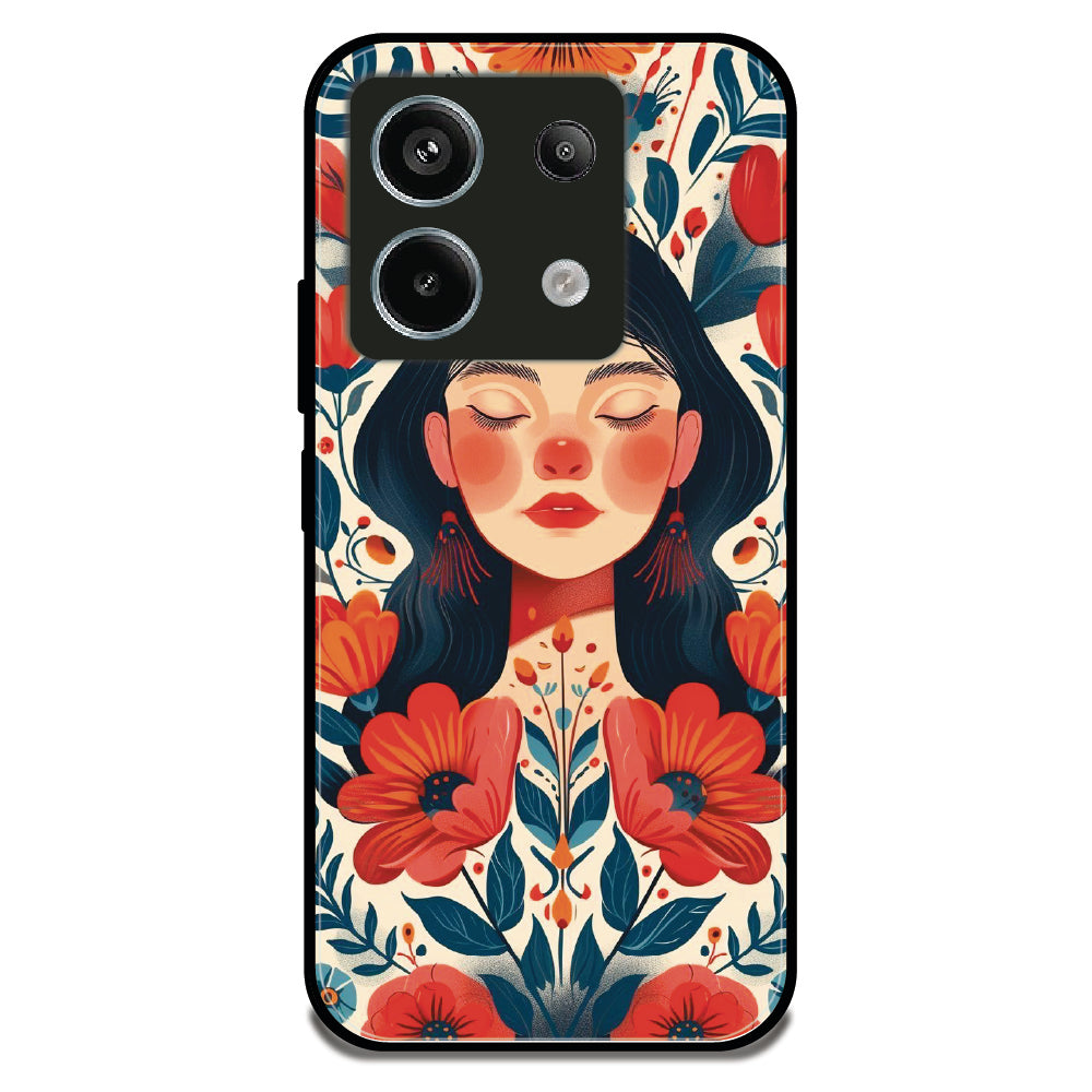 Floral Woman Serenity - Glossy Metal Silicone Case For Redmi Models