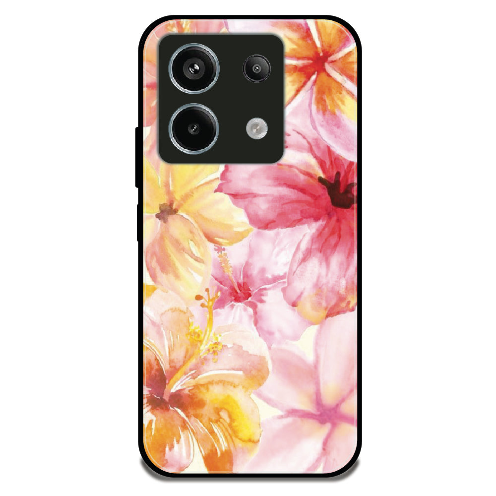 Hibiscus Watercolor - Glossy Metal Silicone Case For Redmi Models