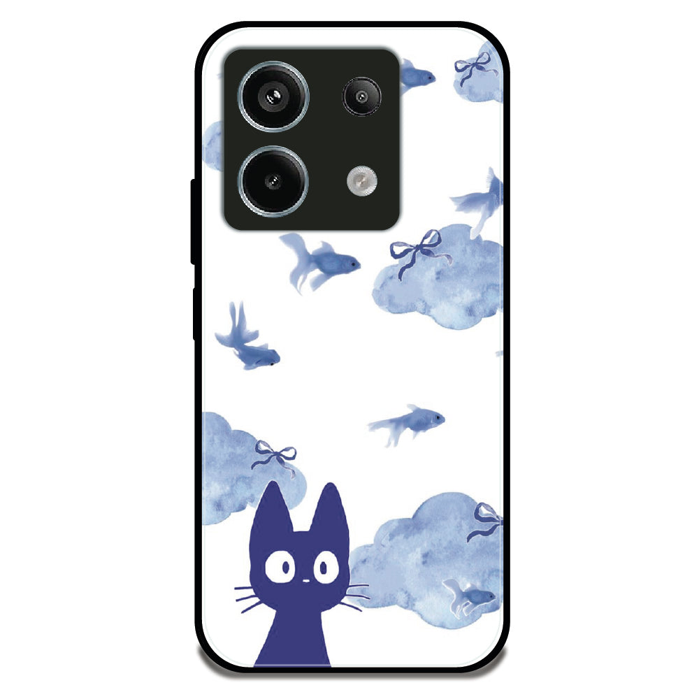 Jiji Cat Blue - Glossy Metal Silicone Case for Redmi Note 13 Pro 5G