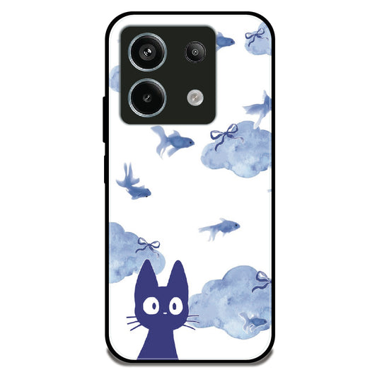 Jiji Cat Blue - Glossy Metal Silicone Case for Redmi Note 13 Pro 5G