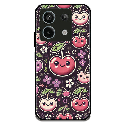 Kawaii Cherry Pattern - Glossy Metal Silicone Case For Redmi Models