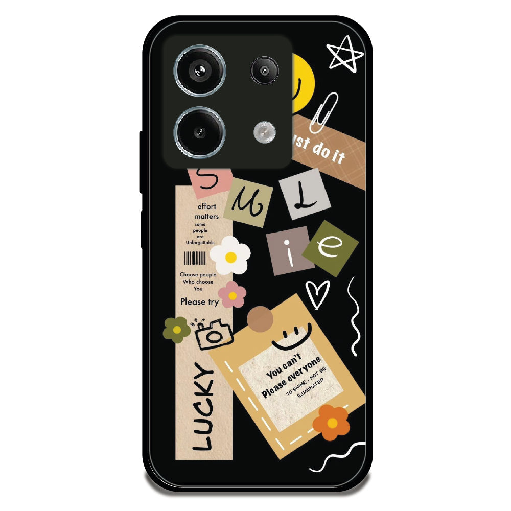 Lucky Smile Doodle - Glossy Metal Silicone Case for Redmi Note 13 Pro 5G