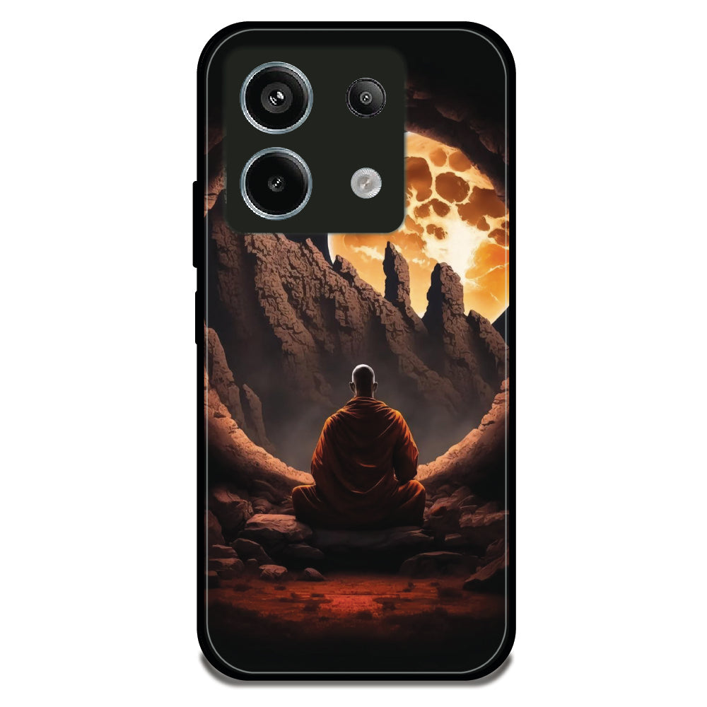 Meditating Monk Moon - Glossy Metal Silicone Case For Redmi Models