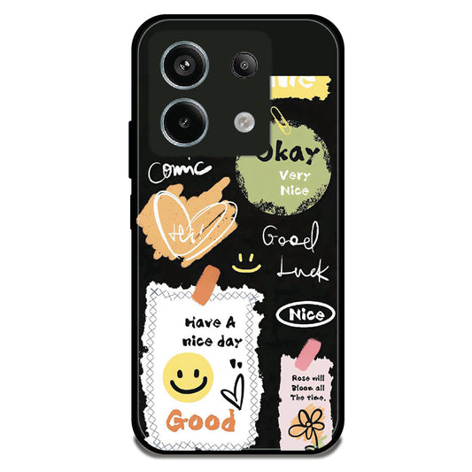 Nice Quotes Doodle - Glossy Metal Silicone Case for Redmi Note 13 Pro 5G