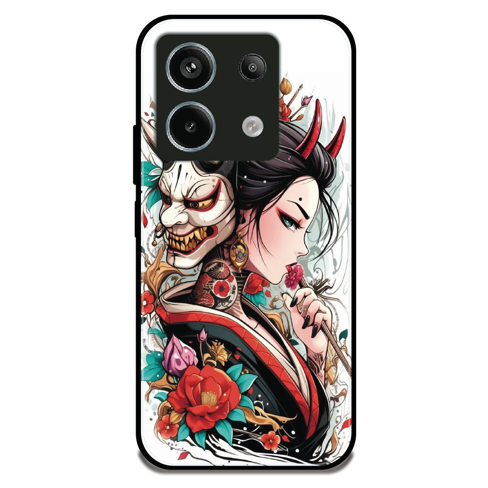 Oni Geisha Portrait - Glossy Metal Silicone Case For Redmi Models