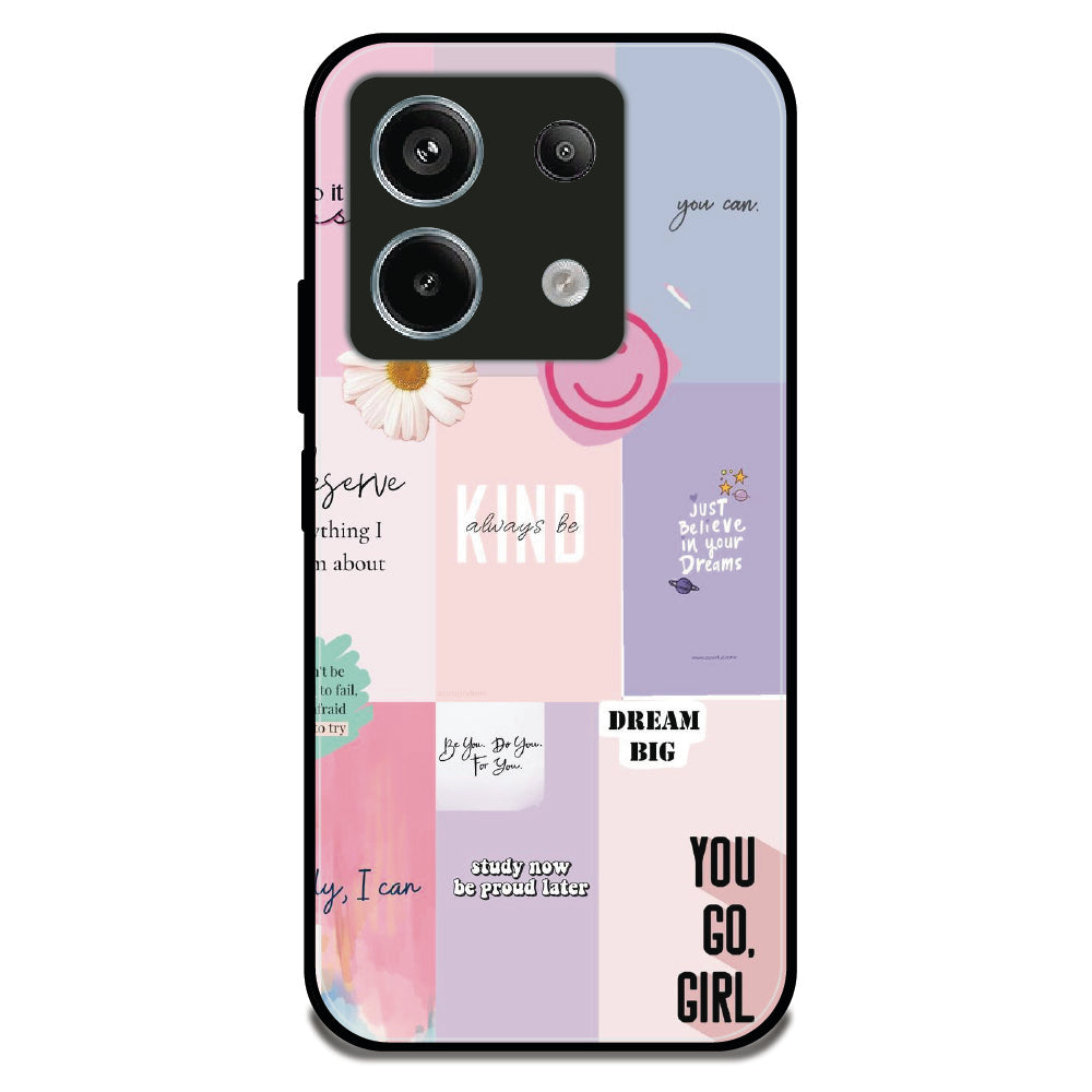 Pastel Motivation Grid - Glossy Metal Silicone Case For Redmi Models