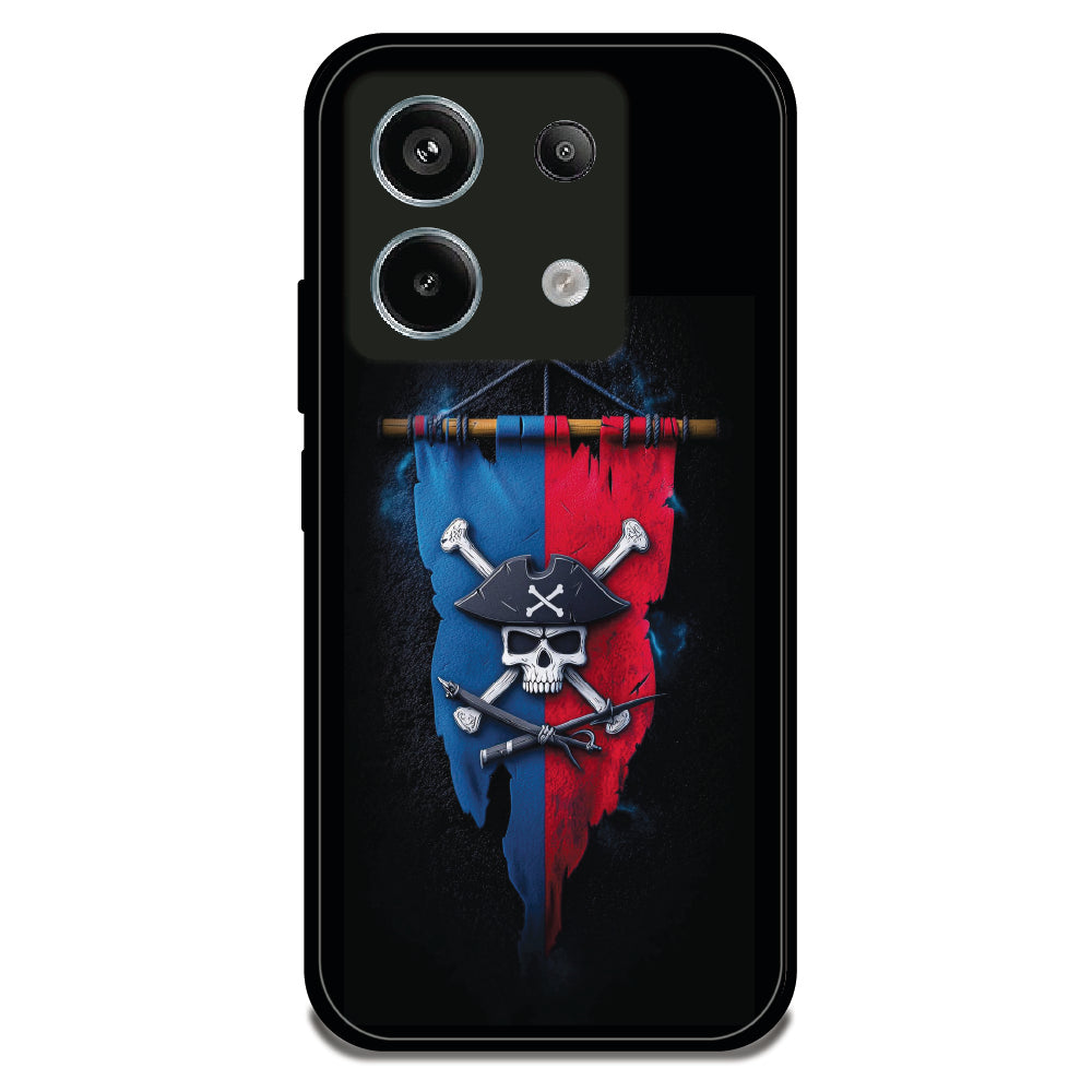 Pirate Skull Banner - Glossy Metal Silicone Case for Redmi Note 13 Pro 5G