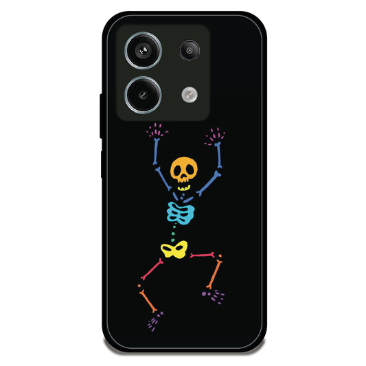 Rainbow Dancing Skeleton - Glossy Metal Silicone Case for Redmi Note 13 Pro 5G