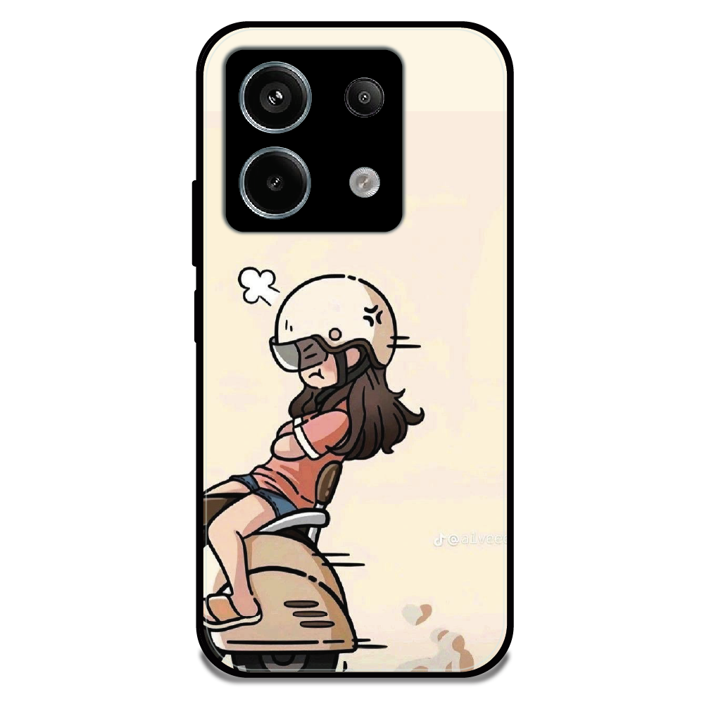 Scooter Ride Girl - Glossy Metal Silicone Case For Redmi Models