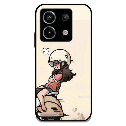 Scooter Ride Girl - Glossy Metal Silicone Case For Redmi Models