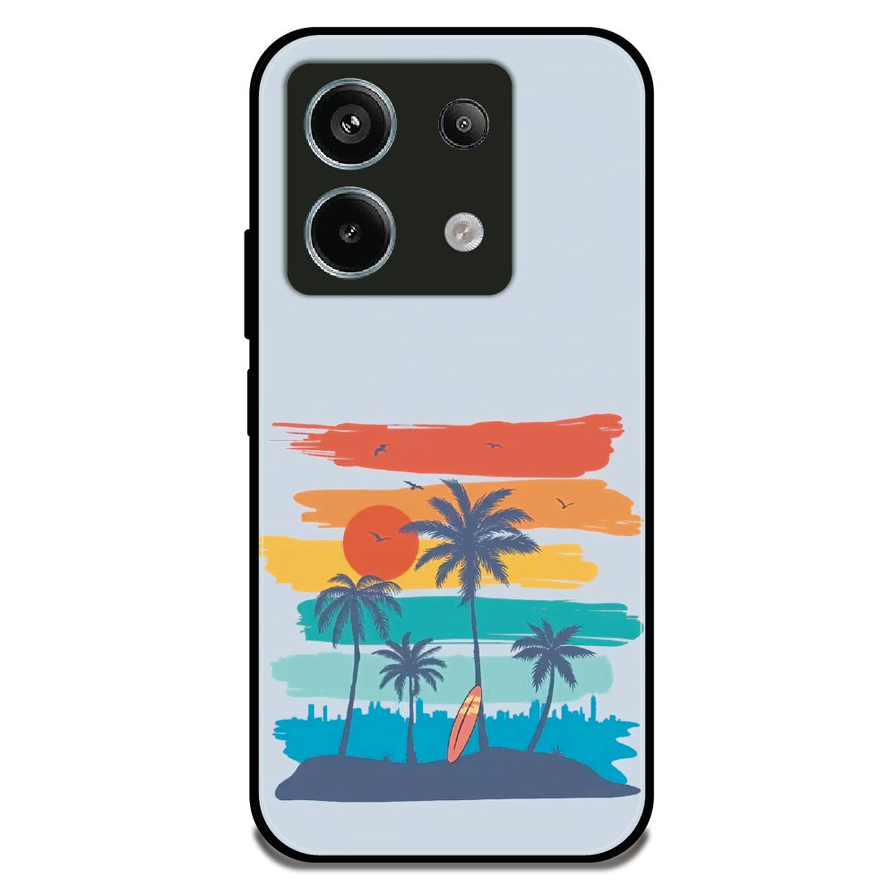 Sunset Paradise - Glossy Metal Silicone Case For Redmi Models