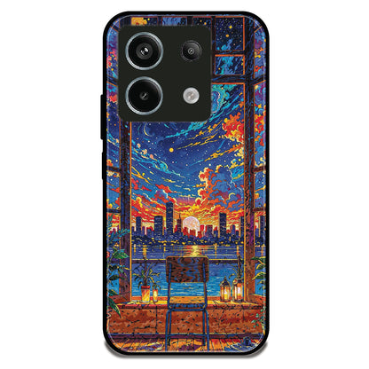 Sunset Window Synthwave - Glossy Metal Silicone Case For Redmi Models