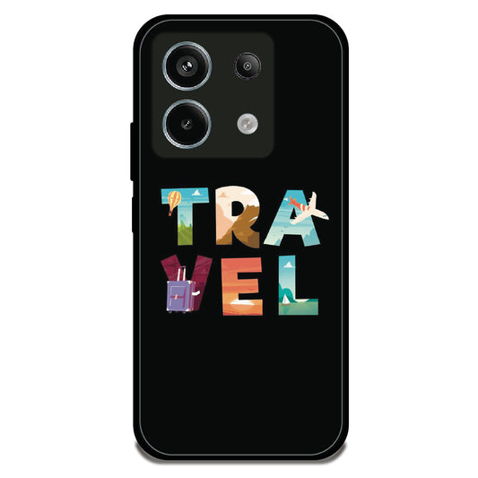 Travel Word Art - Glossy Metal Silicone Case for Redmi Note 13 Pro 5G