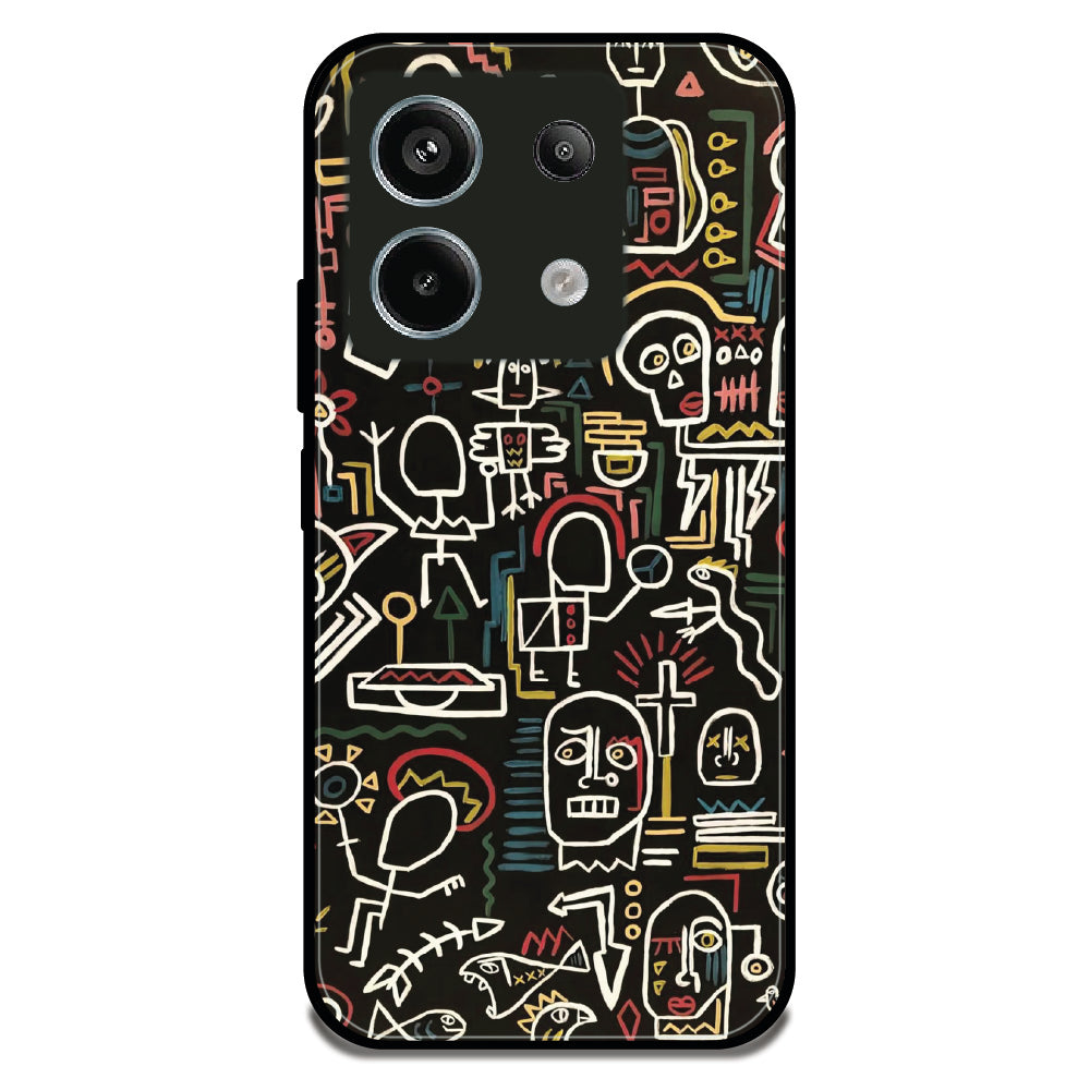 Tribal Line Doodles - Glossy Metal Silicone Case For Redmi Models