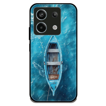 Turquoise Ocean Boat - Glossy Metal Silicone Case for Redmi Note 13 Pro 5G