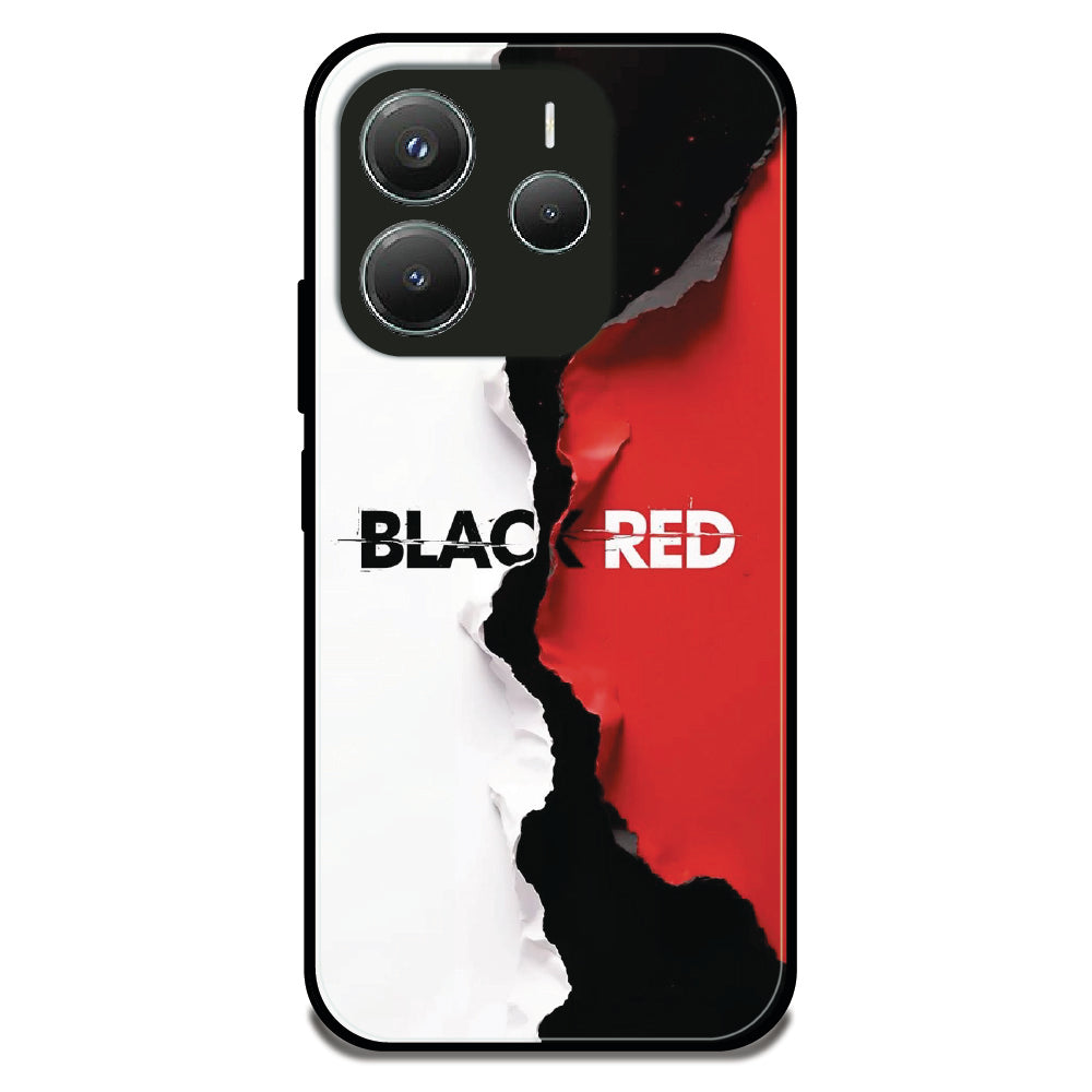 Black and Red - Glossy Metal Silicone Case For Redmi Models