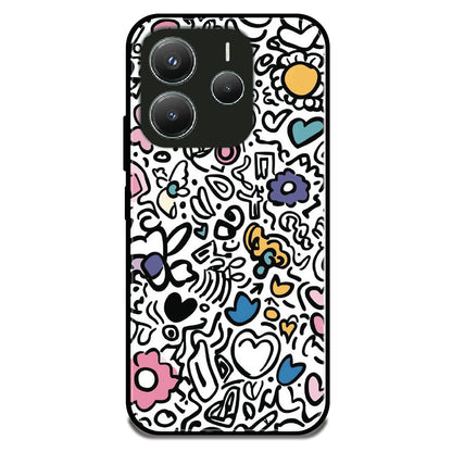 Colorful Doodle Pattern - Glossy Metal Silicone Case For Redmi Models