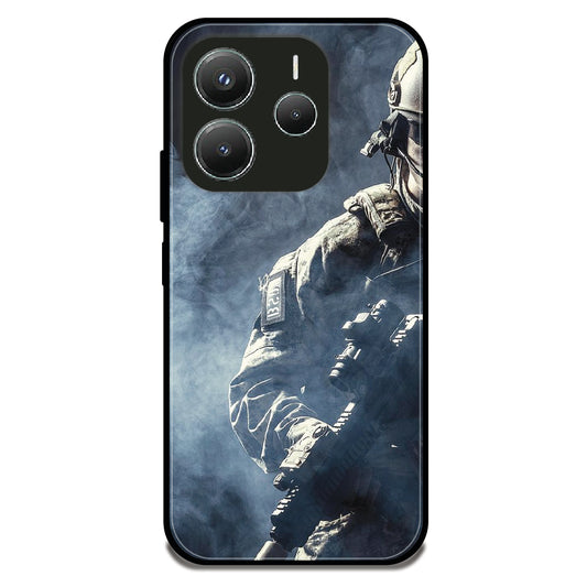 Combat Mode Soldier - Glossy Metal Silicone Case For Redmi Models