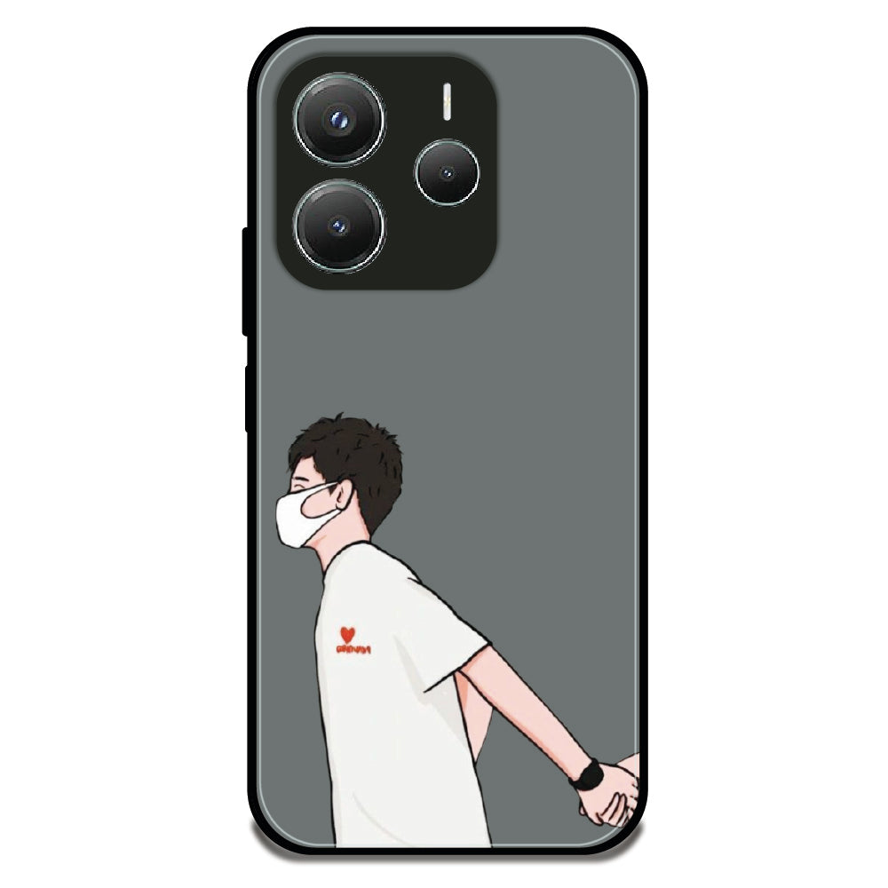 Couple Holding Hand Boy - Glossy Metal Silicone Case For Redmi Models