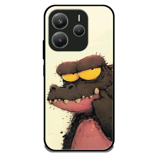 Crocodile Sketch - Glossy Metal Silicone Case For Redmi Models