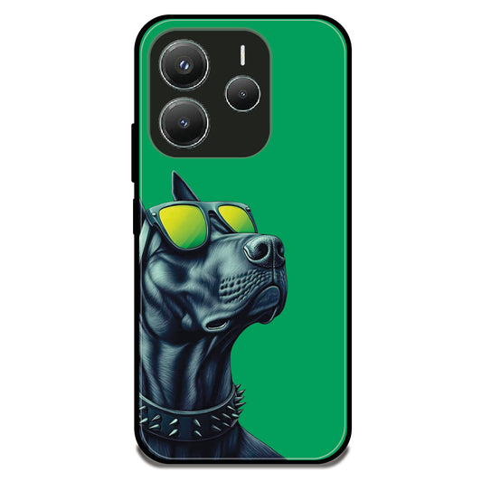 Dog With Sunglasses - Glossy Metal Silicone Case For Redmi Models