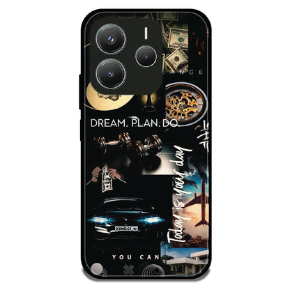Dream Plan Collage - Glossy Metal Silicone Case For Redmi Models