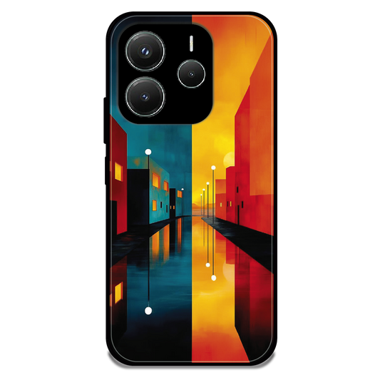 Dual Tone City Street - Glossy Metal Silicone Case For Redmi Models