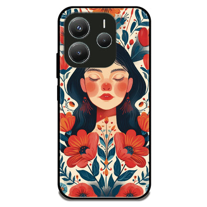 Floral Woman Serenity - Glossy Metal Silicone Case For Redmi Models