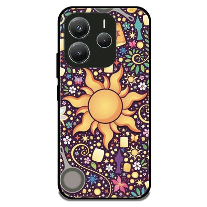 Golden Sun Pattern - Glossy Metal Silicone Case For Redmi Models