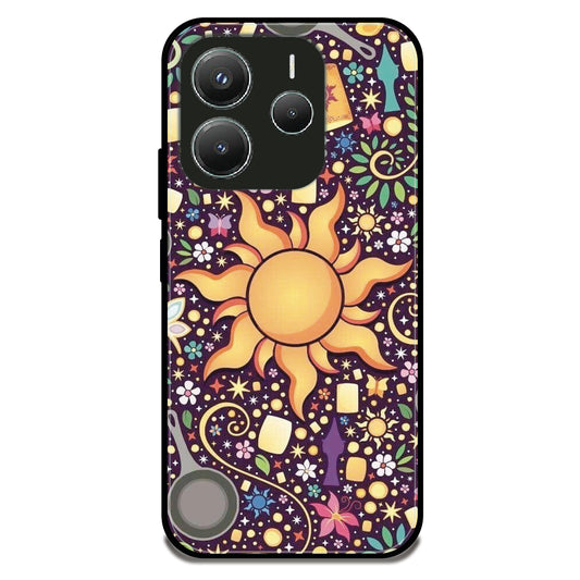 Golden Sun Pattern - Glossy Metal Silicone Case For Redmi Models