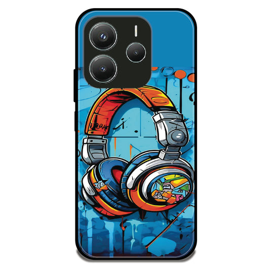 Graffiti Headphones - Glossy Metal Silicone Case For Redmi Models