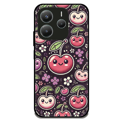 Kawaii Cherry Pattern - Glossy Metal Silicone Case For Redmi Models