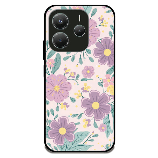 Lavender Flower Garden - Glossy Metal Silicone Case For Redmi Models