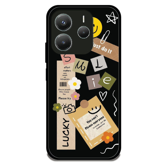 Lucky Smile Doodle - Glossy Metal Silicone Case For Redmi Models