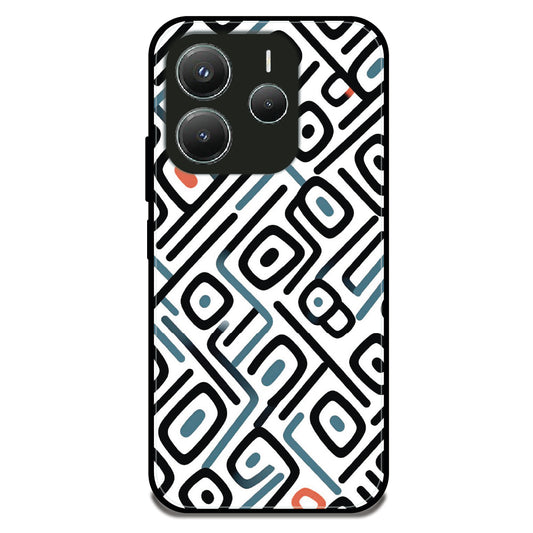 Maze Line Pattern - Glossy Metal Silicone Case For Redmi Models
