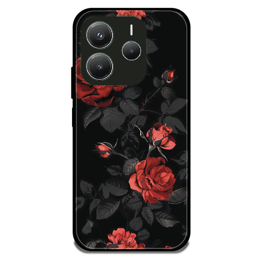 Midnight Red Roses - Glossy Metal Silicone Case For Redmi Models