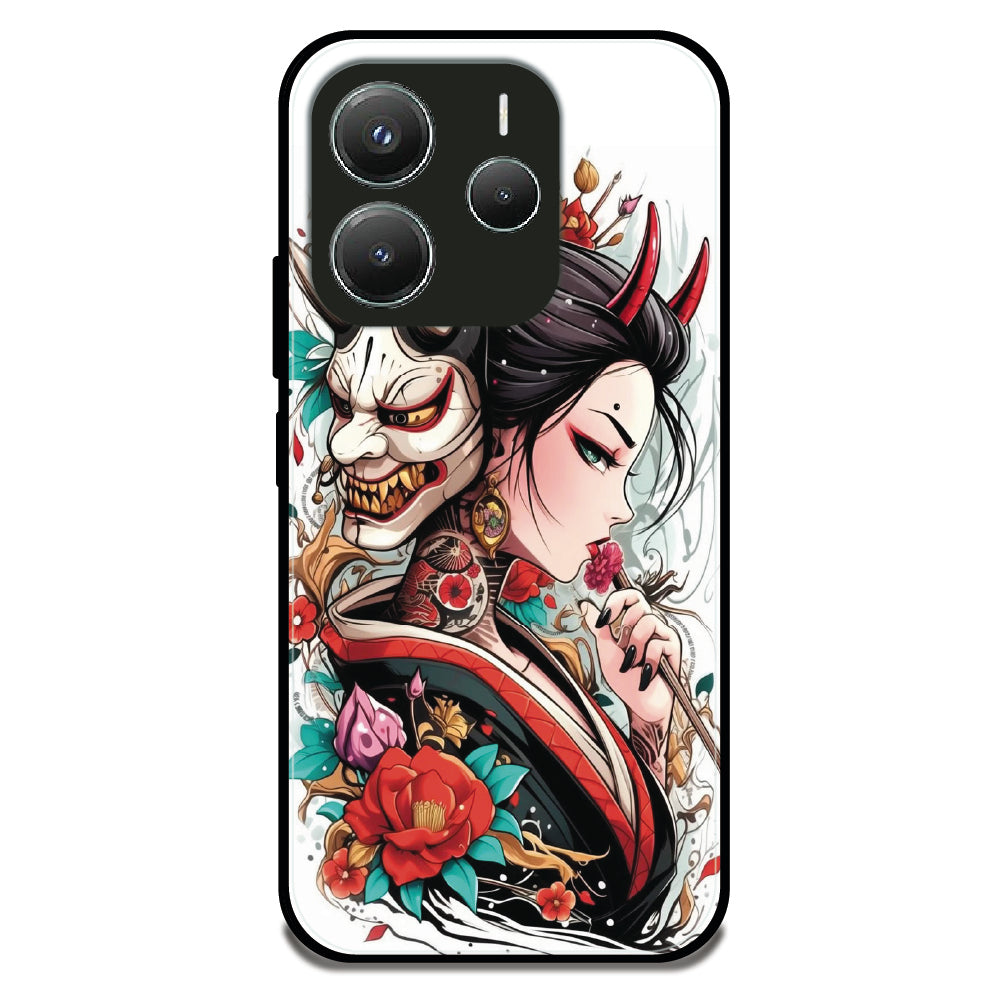 Oni Geisha Portrait - Glossy Metal Silicone Case For Redmi Models