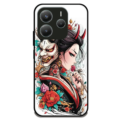 Oni Geisha Portrait - Glossy Metal Silicone Case For Redmi Models