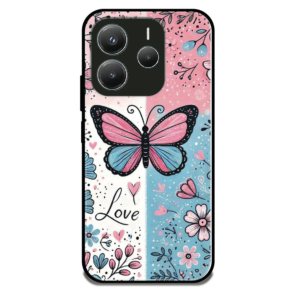 Pastel Love Butterfly - Glossy Metal Silicone Case For Redmi Models