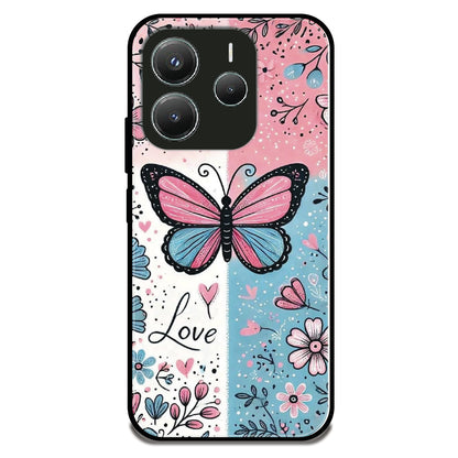 Pastel Love Butterfly - Glossy Metal Silicone Case For Redmi Models