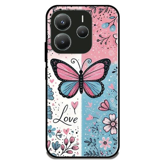 Pastel Love Butterfly - Glossy Metal Silicone Case For Redmi Models