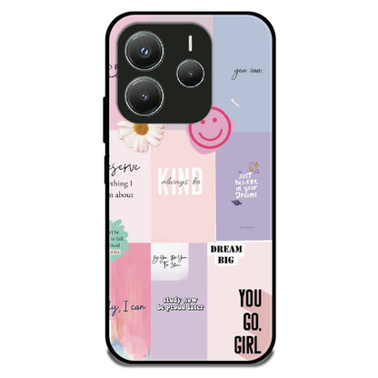 Pastel Motivation Grid - Glossy Metal Silicone Case For Redmi Models