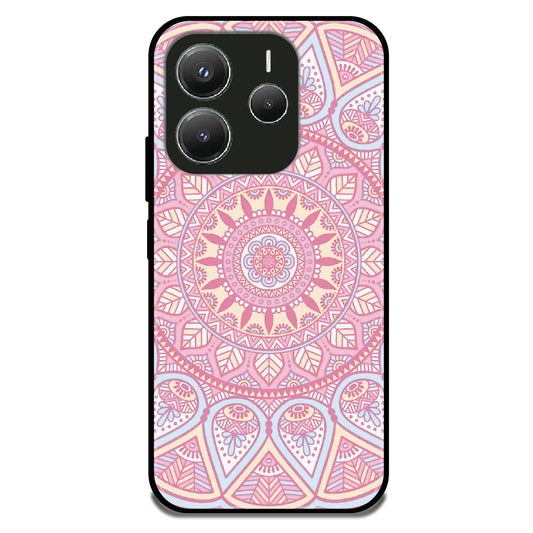 Pastel Pink Mandala - Glossy Metal Silicone Case For Redmi Models