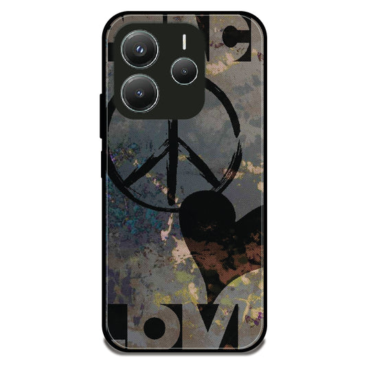 Peace Love Stencil - Glossy Metal Silicone Case For Redmi Models