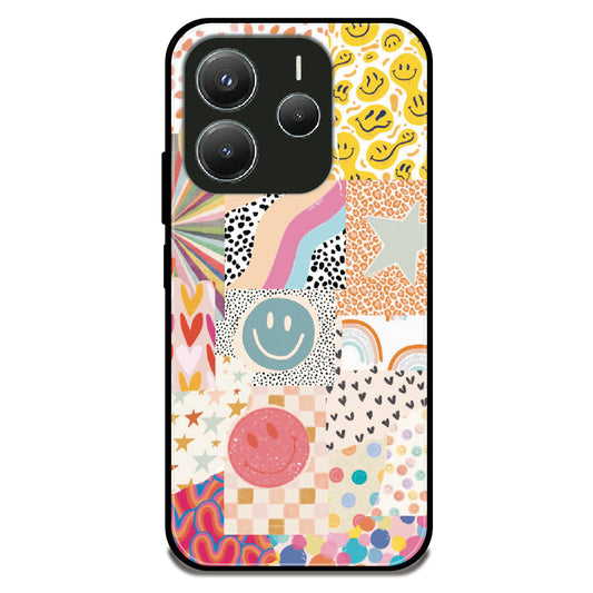 Retro Sticker Collage - Glossy Metal Silicone Case For Redmi Models