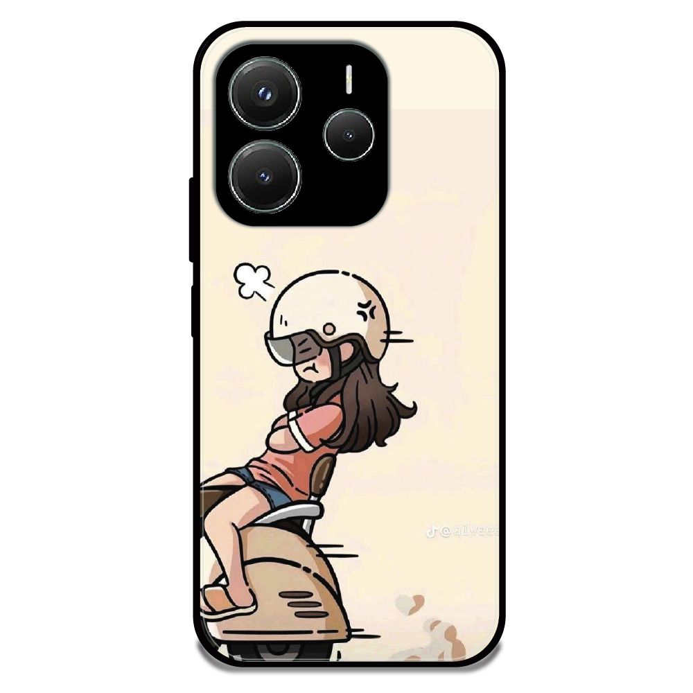 Scooter Ride Girl - Glossy Metal Silicone Case For Redmi Models