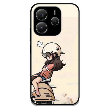 Scooter Ride Girl - Glossy Metal Silicone Case For Redmi Models