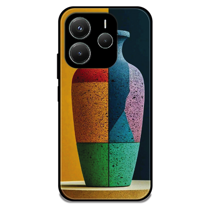 Split Color Vase - Glossy Metal Silicone Case For Redmi Models